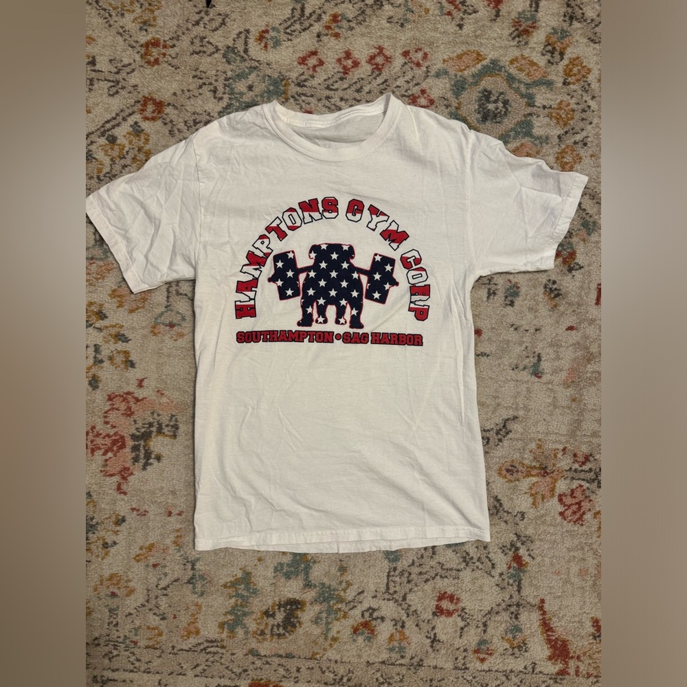 Hanes white and red gym tee